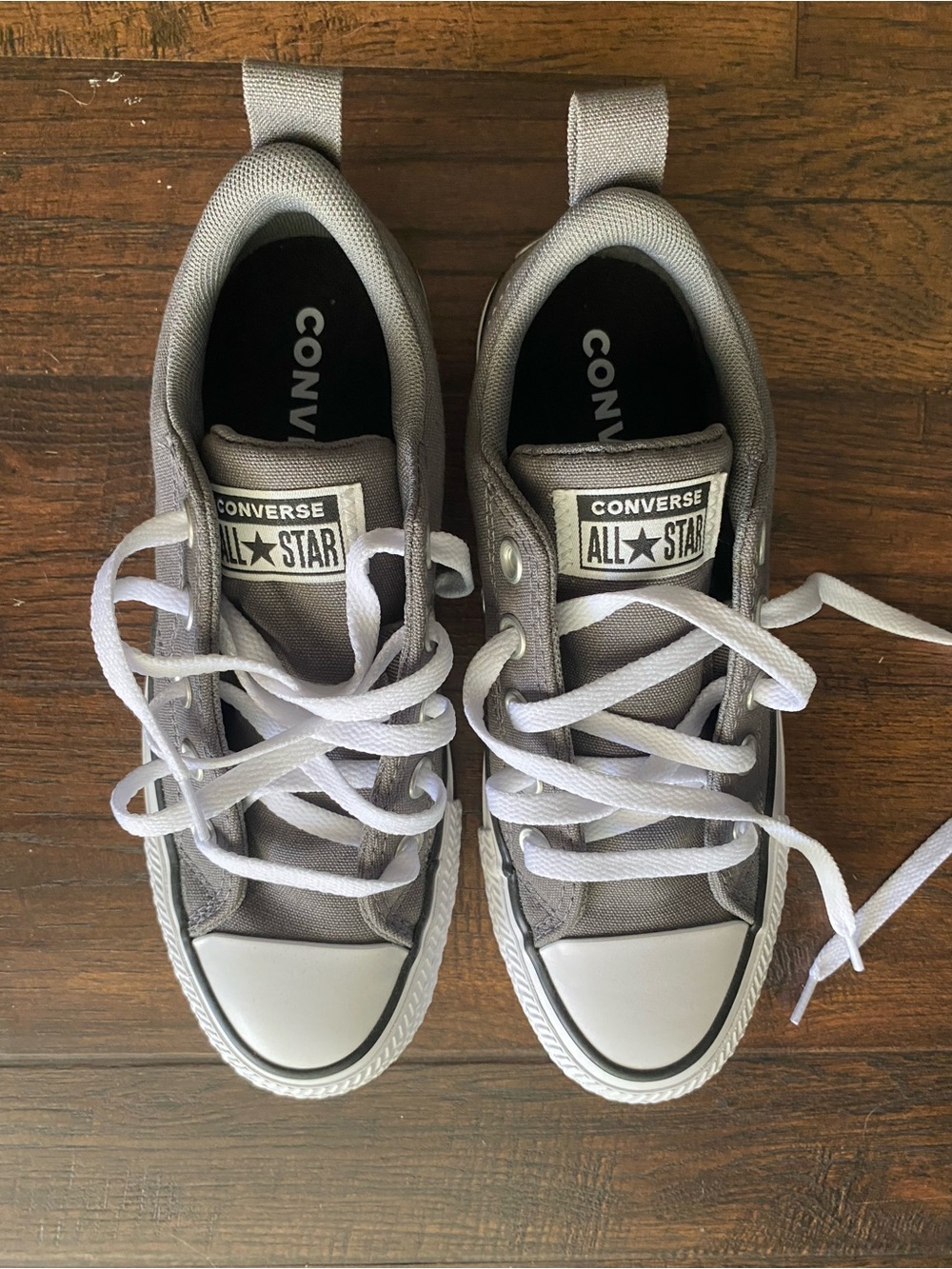 Converse Kids Gray Canvas Low-Top Sneakers with White Laces